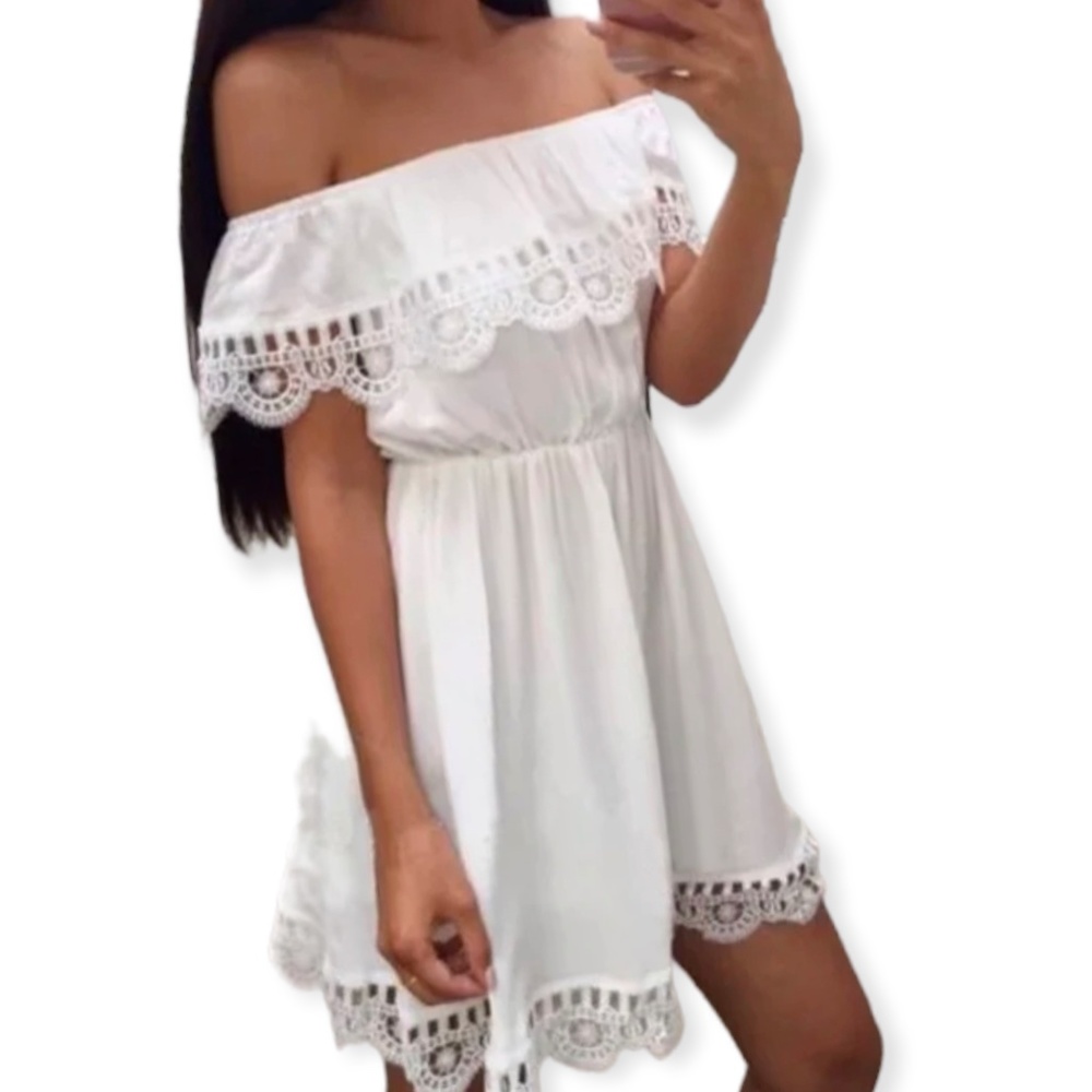 White off shoulder spring/summer dress